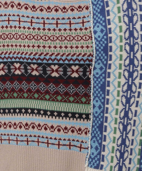 niko and...(ニコアンド)の「リメイク風フェアアイルニットプルオーバー(ニット/セーター・レディース・チャコール/アイボリー/ブルー・MEDIUM/LARGE)」の13枚目の写真