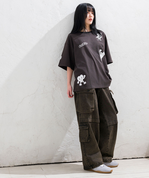 JUNRED(ジュンレッド)の「【Chocomoo×JUNRED】コラボピグメントTシャツ(Tシャツ/カットソー・メンズ・チャコールグレー/ブルー系その他4・L/S/M)」の4枚目の写真