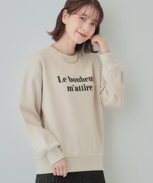 DRESKIP | 【S-LL】フェイクパール付きロゴ裏起毛トップス(Tシャツ/カットソー)