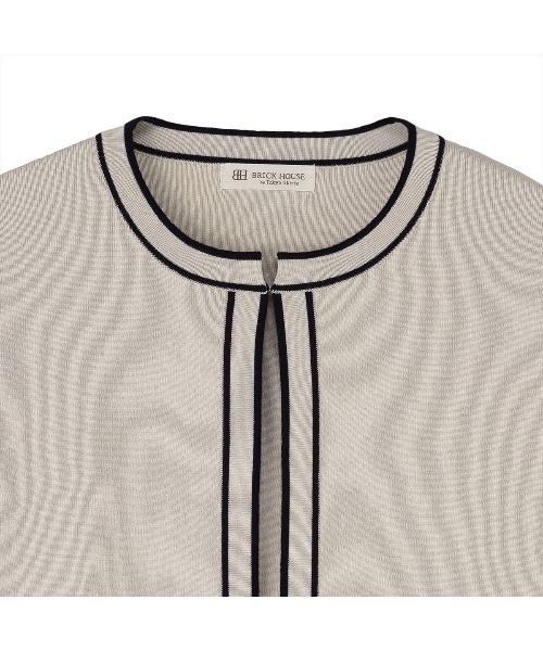 TOKYO SHIRTS（トウキョウシャツ）の「レディース配色ニットジャケット（ニット/セーター・レディース・ナチュラル/ネイビー・L/LL/M）」の4枚目の写真