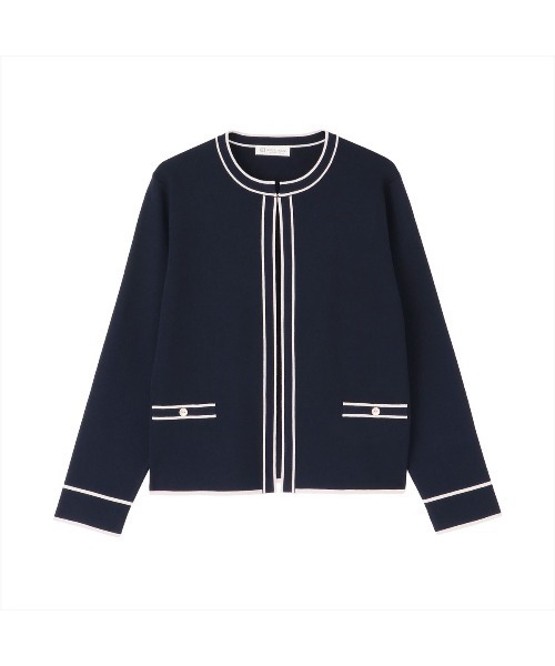 TOKYO SHIRTS（トウキョウシャツ）の「レディース配色ニットジャケット（ニット/セーター・レディース・ナチュラル/ネイビー・L/LL/M）」の9枚目の写真