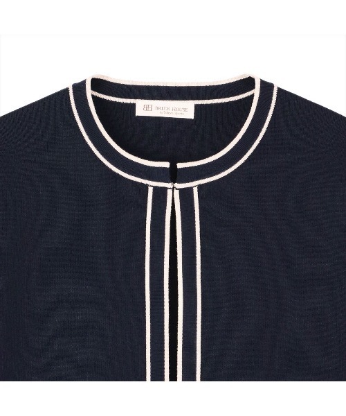 TOKYO SHIRTS（トウキョウシャツ）の「レディース配色ニットジャケット（ニット/セーター・レディース・ナチュラル/ネイビー・L/LL/M）」の11枚目の写真