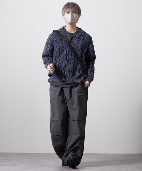 CLEL ハイヴィンテージデザインダメージカーディガン チャコールグレー S セール】【CLEL】High Vintage Design Damage Cardigan / ハイ