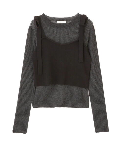 PROPORTION BODY DRESSING（プロポーションボディドレッシング）の「リボンビスチェレイヤードニット / 1215170210（ニット/セーター・レディース・ピンク/ホワイト系その他/ブラック・FREE）」の4枚目の写真