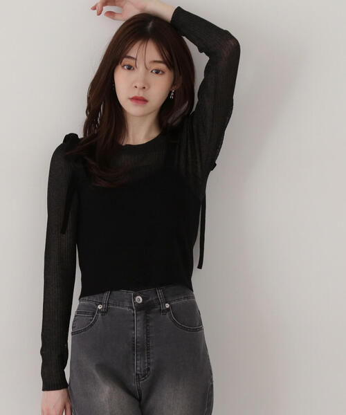 PROPORTION BODY DRESSING（プロポーションボディドレッシング）の「リボンビスチェレイヤードニット / 1215170210（ニット/セーター・レディース・ピンク/ホワイト系その他/ブラック・FREE）」の8枚目の写真