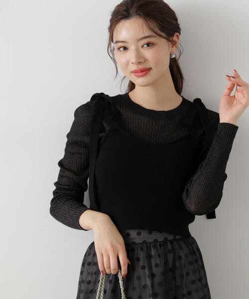 PROPORTION BODY DRESSING（プロポーションボディドレッシング）の「リボンビスチェレイヤードニット / 1215170210（ニット/セーター・レディース・ピンク/ホワイト系その他/ブラック・FREE）」の10枚目の写真