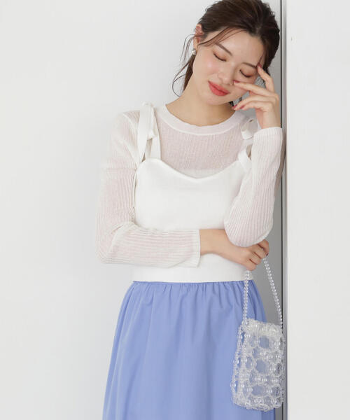 PROPORTION BODY DRESSING（プロポーションボディドレッシング）の「リボンビスチェレイヤードニット / 1215170210（ニット/セーター・レディース・ピンク/ホワイト系その他/ブラック・FREE）」の16枚目の写真