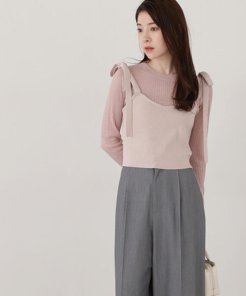 PROPORTION BODY DRESSING（プロポーションボディドレッシング）の「リボンビスチェレイヤードニット / 1215170210（ニット/セーター・レディース・ピンク/ホワイト系その他/ブラック・FREE）」の22枚目の写真