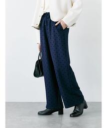 Samansa Mos2 blue | フロッキードットイージーパンツ(その他パンツ)