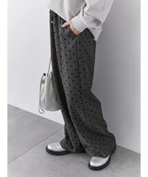 Samansa Mos2 blue | フロッキードットイージーパンツ(その他パンツ)