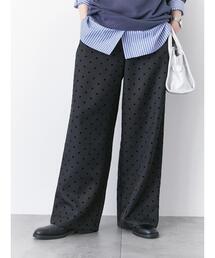 Samansa Mos2 blue | フロッキードットイージーパンツ(その他パンツ)