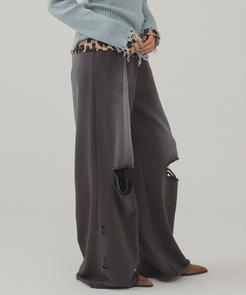 raybeams ダメージスウェットスカート　ピンク Ray BEAMS（レイ ビームス）ハイウエスト ギャザースカート