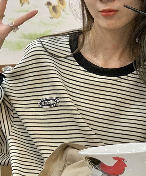SallyLunn(サリーラン)の「長袖ボーダートップス(Tシャツ/カットソー・レディース・ブラック/アイボリー・LARGE/MEDIUM)」の10枚目の写真