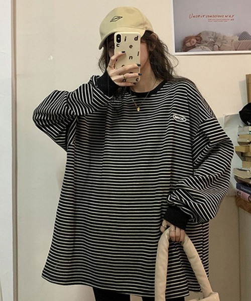 SallyLunn(サリーラン)の「長袖ボーダートップス(Tシャツ/カットソー・レディース・ブラック/アイボリー・LARGE/MEDIUM)」の4枚目の写真