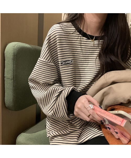 SallyLunn(サリーラン)の「長袖ボーダートップス(Tシャツ/カットソー・レディース・ブラック/アイボリー・LARGE/MEDIUM)」の7枚目の写真