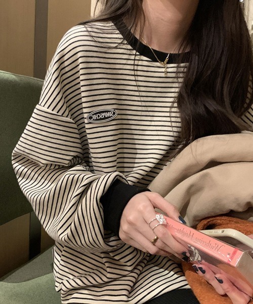 SallyLunn(サリーラン)の「長袖ボーダートップス(Tシャツ/カットソー・レディース・ブラック/アイボリー・LARGE/MEDIUM)」の8枚目の写真
