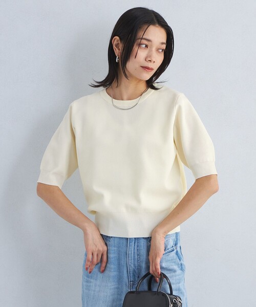 green label relaxing（グリーンレーベルリラクシング）の「襟レース 2WAY ショートスリーブ ニット プルオーバー -ウォッシャブル-（ニット/セーター・レディース・オフホワイト/ネイビー/グレー・FREE）」の10枚目の写真