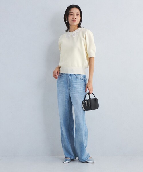 green label relaxing（グリーンレーベルリラクシング）の「襟レース 2WAY ショートスリーブ ニット プルオーバー -ウォッシャブル-（ニット/セーター・レディース・オフホワイト/ネイビー/グレー・FREE）」の11枚目の写真