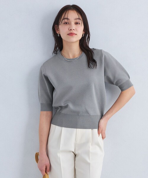 green label relaxing（グリーンレーベルリラクシング）の「襟レース 2WAY ショートスリーブ ニット プルオーバー -ウォッシャブル-（ニット/セーター・レディース・オフホワイト/ネイビー/グレー・FREE）」の6枚目の写真