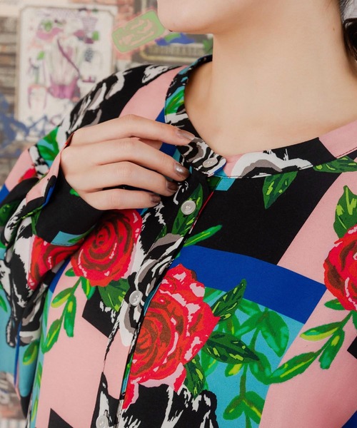 ScoLar（スカラー）の「151607：ウサギとバラ・小花柄ネコ 2柄展開ワンピース（ワンピース・レディース・ピンク/グリーン・M）」の17枚目の写真