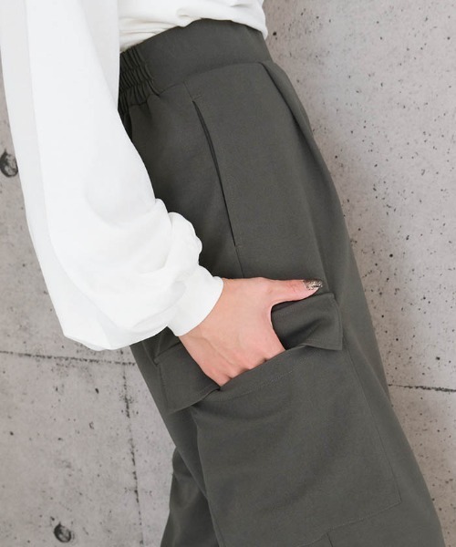 aquagarage(アクアガレージ)の「梨地カーゴパンツ(その他パンツ・レディース・グリーン/ダークグレー/ブラック・S/M/L)」の6枚目の写真