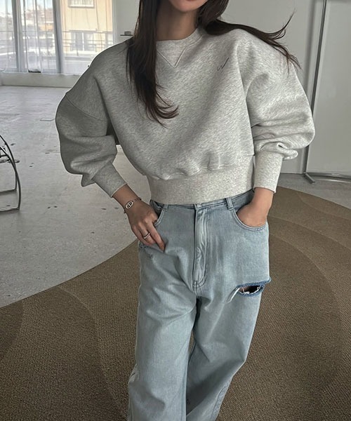 WILLFULLY（ウィルフリー）の「one point embroidery stud sweat tops（スウェット・レディース・セージグリーン/オートミール/ベージュ系その他・FREE）」の8枚目の写真