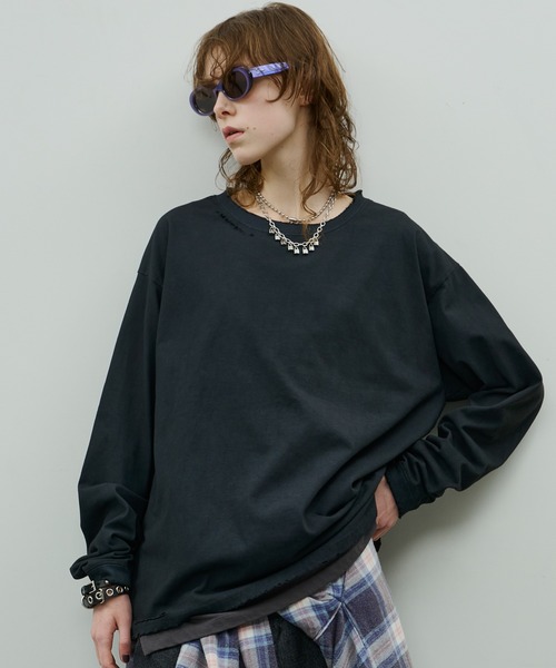 AIVER　ウォッシュダメージロンTEE