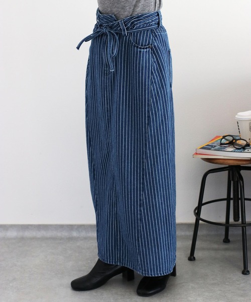 cepo（セポ）の「〈セットアップ対応〉リボンコード マルチジップデニムスカート（デニムスカート・レディース・ネイビー×ホワイト/ブルー系2・S/M/L）」の15枚目の写真