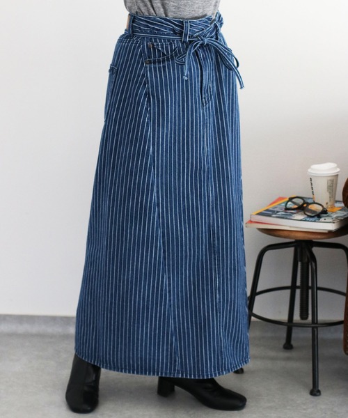 cepo（セポ）の「〈セットアップ対応〉リボンコード マルチジップデニムスカート（デニムスカート・レディース・ネイビー×ホワイト/ブルー系2・S/M/L）」の20枚目の写真