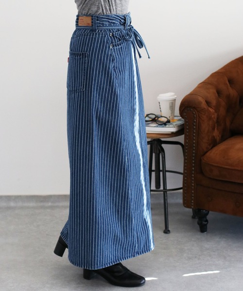 cepo（セポ）の「〈セットアップ対応〉リボンコード マルチジップデニムスカート（デニムスカート・レディース・ネイビー×ホワイト/ブルー系2・S/M/L）」の19枚目の写真