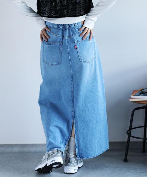 cepo（セポ）の「〈セットアップ対応〉リボンコード マルチジップデニムスカート（デニムスカート・レディース・ネイビー×ホワイト/ブルー系2・S/M/L）」の5枚目の写真