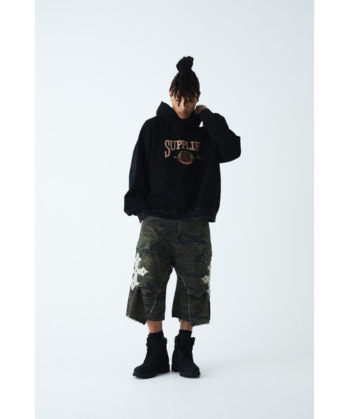 ショーツ｜Cross Leather Patch Baggy Shorts｜SUPPLIER（カーゴ