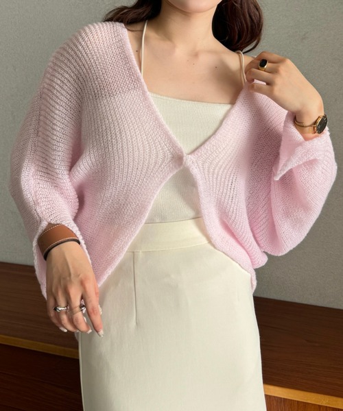 efill(エフィル)の「ふんわり サマー ニット カーディガン(カーディガン/ボレロ・レディース・ピンク・FREE)」の2枚目の写真