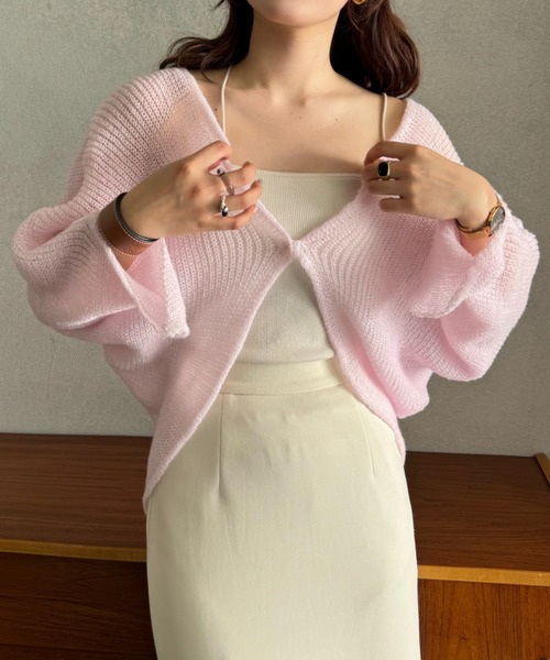 efill(エフィル)の「ふんわり サマー ニット カーディガン(カーディガン/ボレロ・レディース・ピンク・FREE)」の15枚目の写真