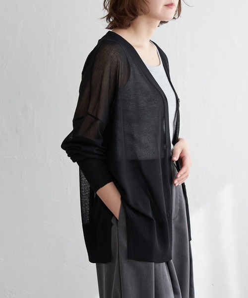 enof sheer cardigan ブラックシアーカーディガン ENOF（イナフ）の「sheer cardigan（カーディガン/ボレロ）」 - WEAR