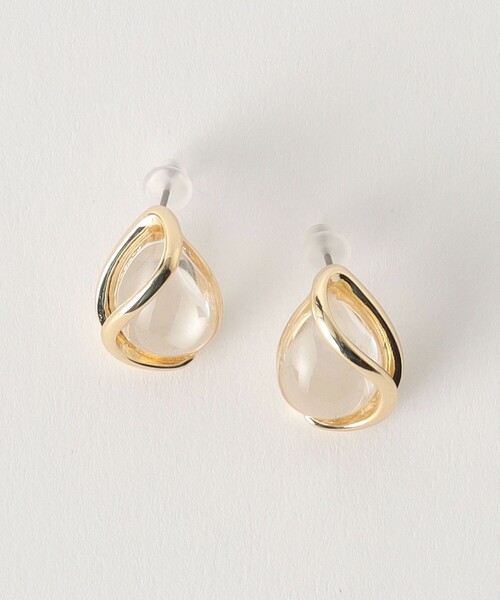 green label relaxing(グリーンレーベルリラクシング)の「クリア シズク メタルフレーム ピアス(ピアス(両耳用)・レディース・シルバー/ゴールド/コバルトブルー・FREE)」の1枚目の写真