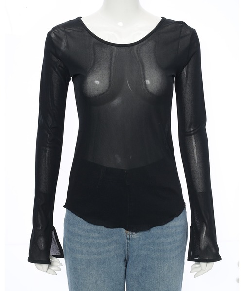 Edit Sheen(エディットシーン)の「パイピング2wayシアープルオーバー(Tシャツ/カットソー・レディース・ベージュ/アイボリー/ブラック/チャコールグレー・M)」の16枚目の写真