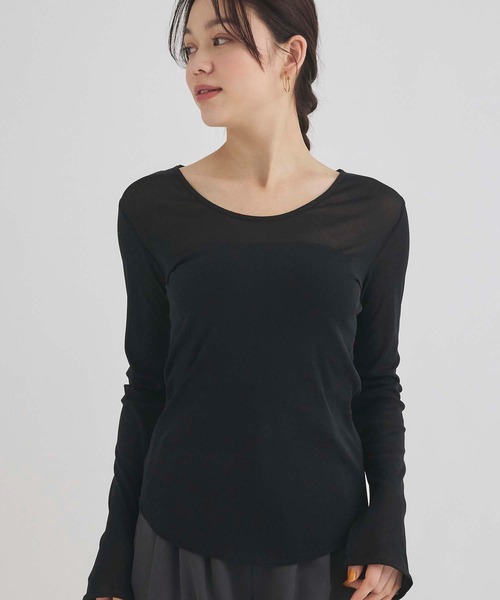 Edit Sheen(エディットシーン)の「パイピング2wayシアープルオーバー(Tシャツ/カットソー・レディース・ベージュ/アイボリー/ブラック/チャコールグレー・M)」の8枚目の写真