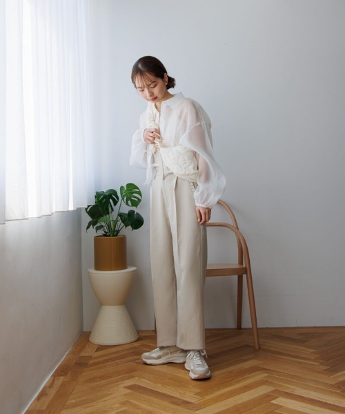 flower(フラワー)の「スモーキーチェックパンツ(その他パンツ・レディース・ベージュ/ブラック・FREE)」の6枚目の写真