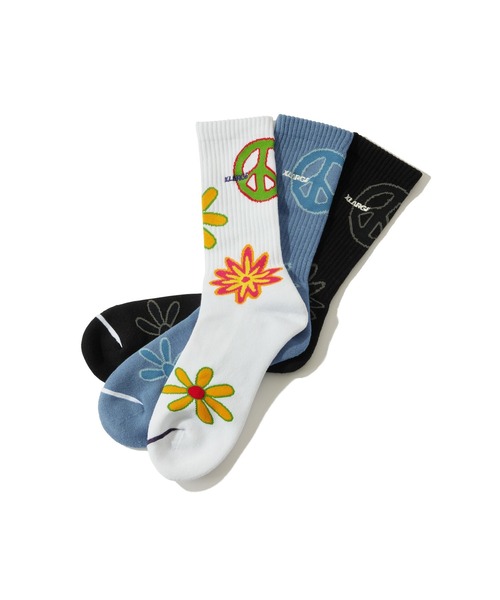 XLARGE（エクストララージ）の「FLOWER SOCKS（ソックス/靴下・メンズ・ホワイト/ブルー/ブラック・ONE SIZE）」の4枚目の写真
