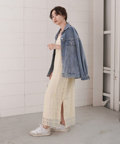 Bab(バブ)の「【S・Mサイズ展開】シアーチェックキャミワンピース(ワンピース・レディース・アイボリー/ブラック・S/M)」の5枚目の写真