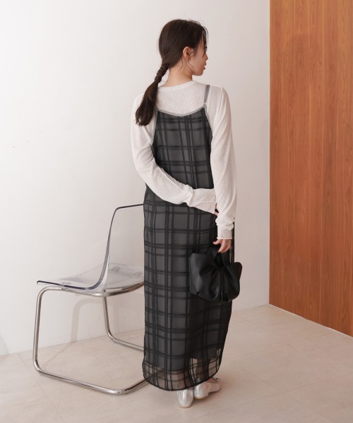 Bab(バブ)の「【S・Mサイズ展開】シアーチェックキャミワンピース(ワンピース・レディース・アイボリー/ブラック・S/M)」の11枚目の写真