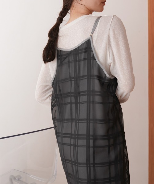 Bab(バブ)の「【S・Mサイズ展開】シアーチェックキャミワンピース(ワンピース・レディース・アイボリー/ブラック・S/M)」の13枚目の写真