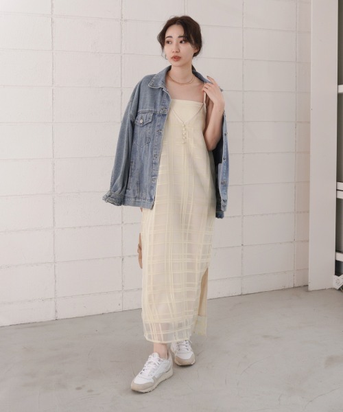 Bab(バブ)の「【S・Mサイズ展開】シアーチェックキャミワンピース(ワンピース・レディース・アイボリー/ブラック・S/M)」の16枚目の写真
