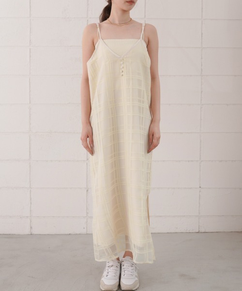 Bab(バブ)の「【S・Mサイズ展開】シアーチェックキャミワンピース(ワンピース・レディース・アイボリー/ブラック・S/M)」の20枚目の写真