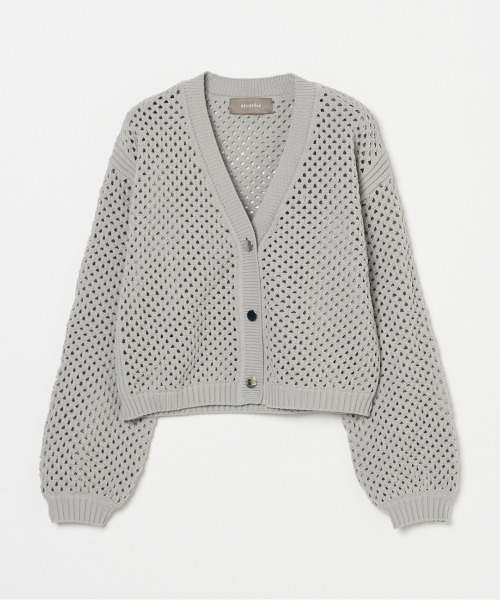 HELIOPOLE（エリオポール）の「EYELET KNIT V NECK CARDIGAN（カーディガン/ボレロ・レディース・グレー/ホワイト/ライトグリーン・38）」の2枚目の写真