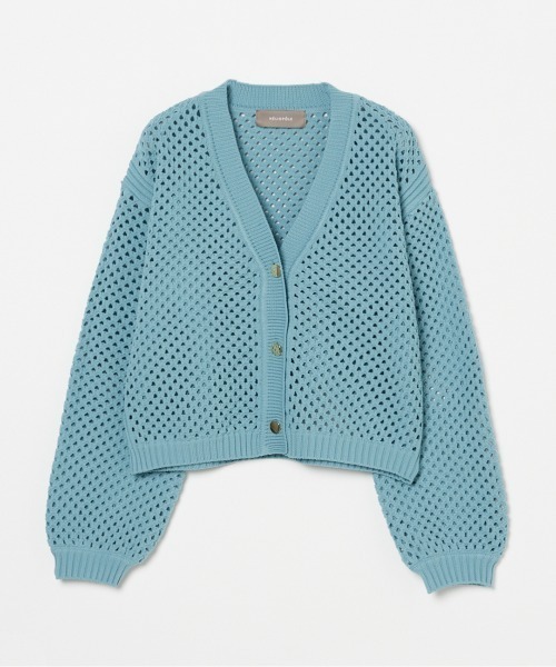 HELIOPOLE（エリオポール）の「EYELET KNIT V NECK CARDIGAN（カーディガン/ボレロ・レディース・グレー/ホワイト/ライトグリーン・38）」の3枚目の写真