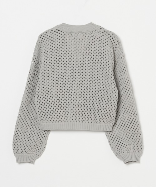 HELIOPOLE（エリオポール）の「EYELET KNIT V NECK CARDIGAN（カーディガン/ボレロ・レディース・グレー/ホワイト/ライトグリーン・38）」の5枚目の写真