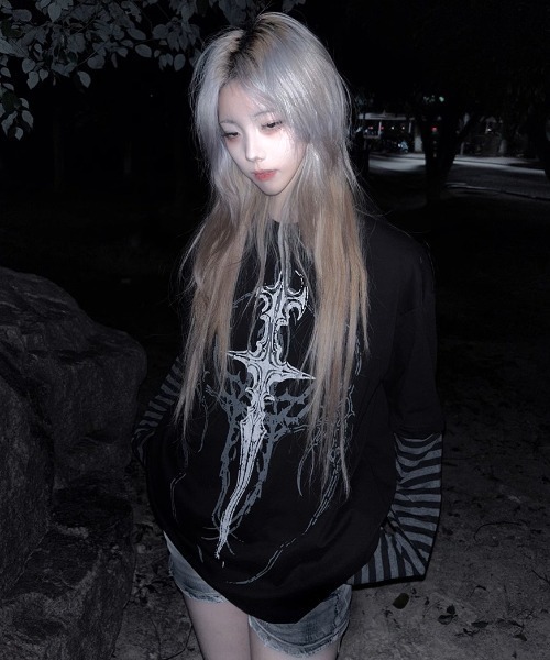 tシャツ A'GEM/9 × .kom「CLUTSTUDIO/クラットスタジオ」dripping chain layered t-shir/レイヤード A'GEM/9 × .kom『CLUTSTUDIO/クラットスタジオ』dripping chain