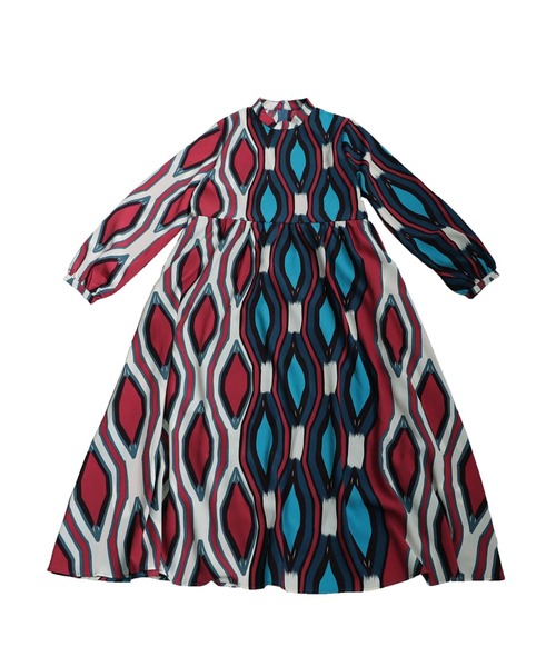 ジオメトリック柄ワンピース（ワンピース）｜antiqua